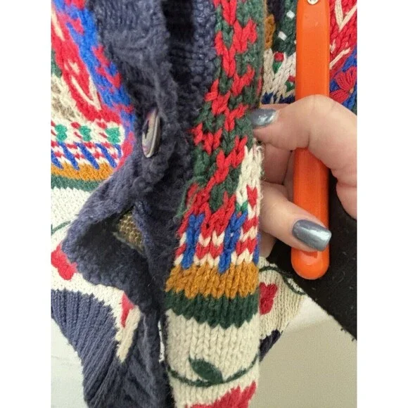 Vtg Casual Corner Womens Embroidered Cardigan Christmas Sweater Size M Knit - Picture 7 of 10